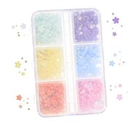 FOMIYES Floral Pearl Nail Charms 3d Flower Nail Decor 6-compartment Acrylic Case Manicure Accessories