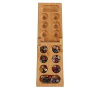 FOMIYES Foldable Bamboo Mancala Board Game 48 Stones Handmade Vintage Congklak Board for Adults Portable Travel for Family Fun