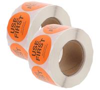 FOMIYES Food Service Use First Stickers 1.5 Inch, 2 Rolls 500 Removable Labels, Orange, for Restaurant, Kitchen and Inventory Tracking