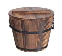 FOMIYES Food Storage Barrel Wooden Container with Lid Multipurpose 18Cm Round Basket for Sushi Bread Rice Party Kitchen Storage