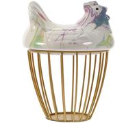 FOMIYES for Moving into A New Home Random Color Hen Shape Ceramic Basket with Large Capacity and Sturdy Iron Frame for Kitchen Storage for Eggs and