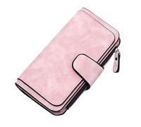 FOMIYES Frosted PU Long Wallet for Women Snap Closure Pouch with Multiple Card Slots Portable Design for Daily Use Stylish Pink Purse for Ladies