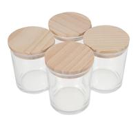 FOMIYES Glass Candle Holders 4Pcs 200Ml with Bamboo Lids Small Empty Candle Jars and Relaxation