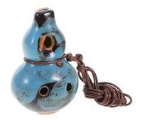 FOMIYES Gourd 6-hole Alto C Ceramic Ocarina with Finger Chart and Wax Rope, Pottery Musical Flute for Beginners, Outdoor Activities, and Nature Sounds in Blue Glaze