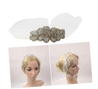 FOMIYES Handmade Diamond Mesh Headdress White Vintage Face Veil Headwear for Women Elegant Party Wedding Hair Accessory Lightweight Feminine Chic