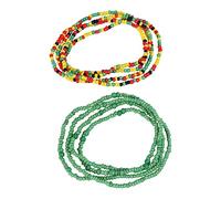 FOMIYES Handmade Green Beaded Waist Chain Jewelry Lightweight Belly Waist Beads for Women Beach Party Travel Dance Accessory Glass Material