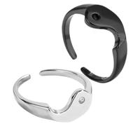 FOMIYES Harmony Couple Rings Set Adjustable Open Matching Rings for Lovers Decorative Finger Jewelry for Engagement 1 Pair