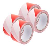 FOMIYES Hazard Tape 4 Rolls Red White Non-Sticky PE Material 100m Length for Crime Scene and Event Barrier