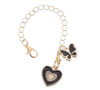 FOMIYES Heart and Butterfly Letter C Charm Keychain for Water Cup Handle Accessories, Black Initial Id Pendant with Lobster Clasp, Wine Glass Marker Suitable for Home and Outdoor Use