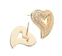FOMIYES Heart Shaped Bling Earrings for Vintage Gold Plated Zircon Studs Lightweight and Durable Stylish Jewelry for Women for Daily Wear and Parties