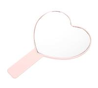 FOMIYES Heart-Shaped Vanity Mirror with Handle High Definition Handheld Makeup Mirror Portable Pink Travel for Boys and Girls Creative Aluminium Pocket Standing Comb Design