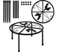 FOMIYES Heavy Duty 2pcs Metal Chicken Feeder Holder Stand with 4 Detachable Legs 29x18cm Black Waterer Rack for Poultry Coop Feeding Supplies