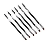 FOMIYES -in-one Makeup Kit Eyebrow Lash Brush Duo 6 Pieces Aluminum Wood Artificial Fiber Black