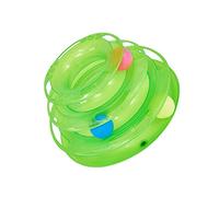 FOMIYES Interactive Cat Roller Toy Three-Level Turntable Colourful Ball Track for Kitten Training Keeps Pets Energetic and Healthy Green