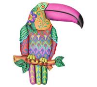 FOMIYES Iron Art 3d Toucan Wall Hanging Decor Metal Bird Wall Sculpture with Pink Beak Garden and Home for Living Room and Outdoor Decoration
