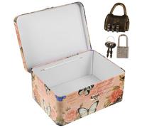 FOMIYES Iron Storage Box with Coded Lock Small Objects Organizer Decorative Lockable Case for Candy Cosmetics Jewelry Desktop Storage Safe Box Code