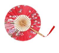 FOMIYES Japanese Style Folding Circular Fan with Tassel Traditional Handheld Round Fan for Cooling Dance Photography Prop and Home Decor Lightweight Design with Cover for Summer Use