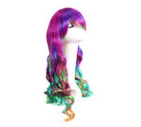 FOMIYES Japanese Style Women's Curly Wig Heat Resistant Long Rainbow Colored Hair Adjustable for Cosplay Party Halloween Costume Harajuku Lolita
