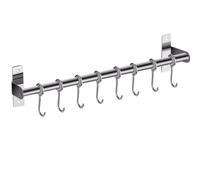 FOMIYES Kitchen Hooks Wall Mounted Rack 50Cm Stainless Steel No-Punch Hook Organizer for Bathroom Towels Coats and Laundry Bags