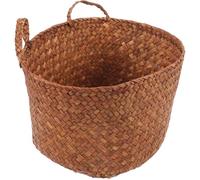 FOMIYES Large Brown Straw Storage Basket with Cat Ears, Handwoven Desktop Organizer for Bedroom and Living Room, Multifunctional Woven Basket for Keys and Small Items