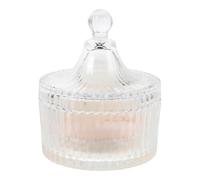 FOMIYES Large Dual-use Velour Makeup Powder Puff with Flower Ribbon Handle, Skin Tone Round Setting Puff for Face and Body Powder Application, Includes Glass Case for Travel and Storage