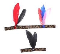 FOMIYES Leopard Pattern Plume Headband 3pcs Set with Sequin Decoration, Black Blue Red Purple Red White Black, Headdress Hair Accessories for Women and Children Party Festival