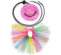 FOMIYES Lizard Costume Set Rainbow Tutu Skirt and Adjustable Hat Small Pet Dress Up Outfit for Geckos Hamsters Rats Photo Props