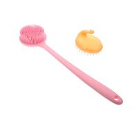 FOMIYES Long Handle Silicone Bath Body Brush with Dual Sided Scrubber Heads for Gentle Exfoliation and Massage Suitable for All Skin Types for Back Neck Shoulders Cleaning
