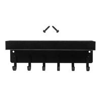 FOMIYES Magnetic Storage Rack Wall Mount with 6 Hooks Black Magnetic Spice Rack Organizer for Kitchen and Refrigerator Storage