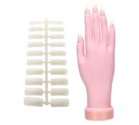 FOMIYES Manicure Practice Hand Model Right Silicone Hand Mold with 100 Nail Tips for Nail Art Training and Gel Extension Practice