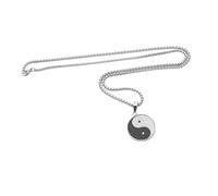 FOMIYES Men S Stainless Steel Tai Chi Necklace with Black and White Pendant Polished Round Disc Chain for Spiritual Protection Lightweight Skin-friendly Amulet with Secure Lobster Clasp