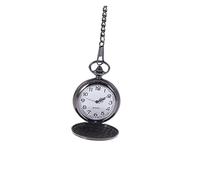 FOMIYES Men Vintage Black Stainless Steel Mechanical Pocket Watch with White Arabic Dial Removable Chain Hook Durable Hour Display Classic Retro Style for Everyday Use