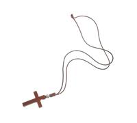 FOMIYES Men's Cross Pendant Necklace St Benedict Crucifix Cord Necklace Wooden Crucifix Cord Religious Pendant for Church