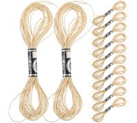 FOMIYES Metallic Embroidery Thread Set in Golden 12pcs 8 Meter Each, 12 Strands Polyester Manual Sewing Thread for and Household Helper Projects
