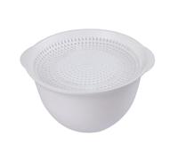FOMIYES Microwave Safe Draining Bowl with Dual-Layer Strainer, Medium White Fruit Strainer and Salad Bowl for Kitchen Food Storage and Heating
