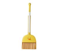 FOMIYES Mini Broom and Dustpan Set, Small Cleaning Tool with Detachable Handle, Cute Yellow Animal Design Sweeping for Home Use