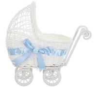 FOMIYES Mini Wicker Candy Basket Trolley with Charming Texture and Easy Portability, Versatile Plastic Carriage for Party Decor and Snack Serving, Wedding and Shower Centrepiece