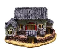 FOMIYES Miniature Resin Thatched Cottage Figurine with White Walls, Warm Rural Style Micro House Landscape Decor for Fairy Gardens, Desktop and Shelf Ornament, Collectible Home Accent