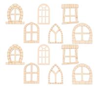 FOMIYES Miniature Wooden Fairy Doors 100Pcs DIY Garden Door Accessories Tiny Windows for Outdoor Bonsai and Fairy Garden Scenes