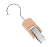 FOMIYES Multi-Functional Clothes Hanging Clip with 10Cm Silver Hook, Beech Wood Hat and Boot Hanger Clip for Wardrobe and Retail Display