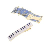 FOMIYES Music Note Cat Hair Clips 2pcs Set Blue Metal Barrettes for Women Stylish Hair Accessories for Daily Wear and Special Occasions Piano Key Elements