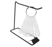 FOMIYES Nail Art Display with Iron Stand and Round Acrylic Practice Tips Fan-shaped Nail Polish Color Display Board for Manicure Practice and Client Visualization