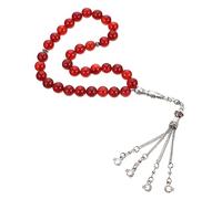 FOMIYES Natural Agate Bead Islamic Rosary Prayer Beads with Smooth Polishing Wear Resistant Tasbih for Muslim Worship and Wedding Gifts Red Arabic Style