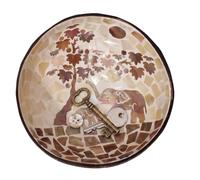 FOMIYES Natural Coconut Shell Bowl, Handmade Shell Inlaid Key Storage Holder for Hallway, Decorative Elephant Trinket Bowl for Jewellery Candy Snacks, Unique Eco-Friendly Home Décor