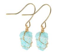 FOMIYES Natural Crystal Stone Earrings for Women Handmade Irregular Rough Dangle Pendants with Gold Wire Wrap Lightweight Party Jewelry