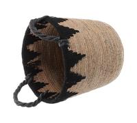 FOMIYES Natural Fiber Straw Woven Storage Basket with Handle, Small Decorative Organizer, Laundry and Household Items, Rustic Seagrass Hamper for Living Room and Nursery