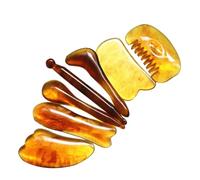 FOMIYES Natural Resin Gua Sha Massage Tools Set for Face Scraping Plate Beauty Scrape Kit for Neck Muscle and Scalp Relief Amber Tone