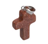 FOMIYES Natural Stone Crystal Cross Pendant Charm for Jewelry Making, Small Beaded Gemstone Cross for Rosary and DIY Necklace Crafts, Western Style Spiritual Craft Supplies