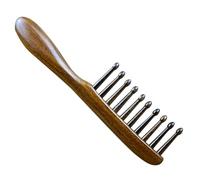 FOMIYES Natural Wood Wide Tooth Scalp Massage Comb Comfortable Hairbrush for Headache Relief Smooth Finish Practical Round Handle Design
