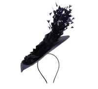 FOMIYES Navy Widebrim Fascinator Headband for Women, Vintage Style Statement Piece with Polyester and Plumes, Adjustable Fit for Cocktail and Party Events